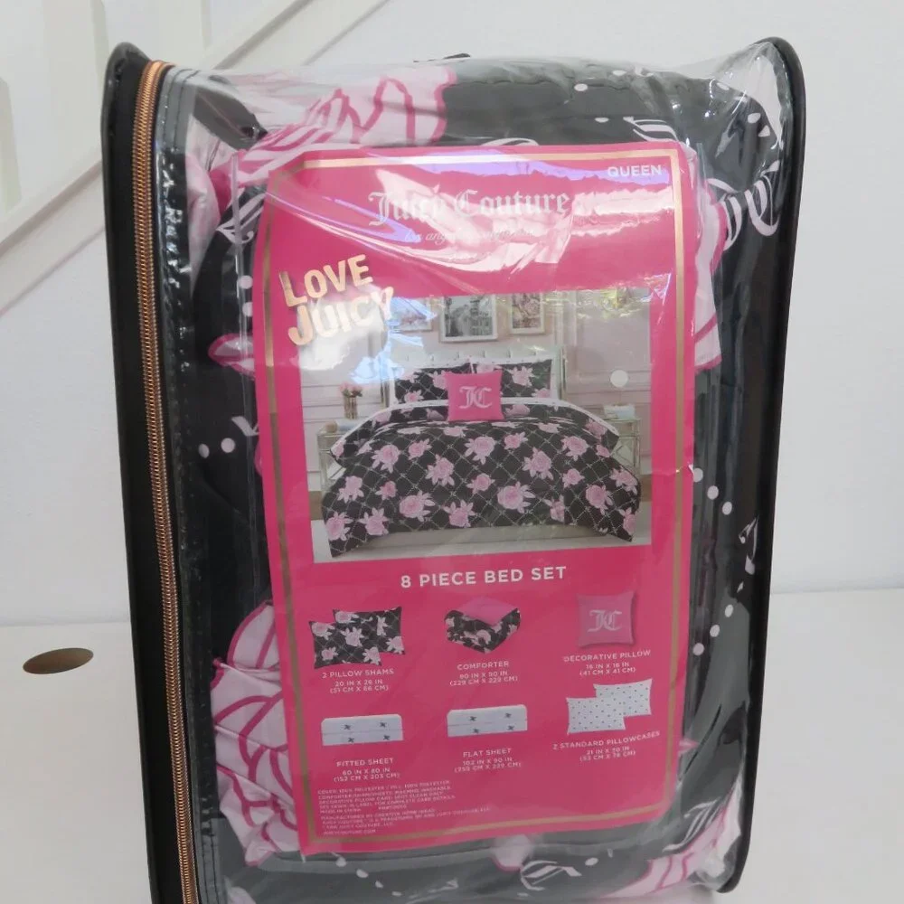 Juicy couture PInk & Black queen 8-piece comforter Bedding sets